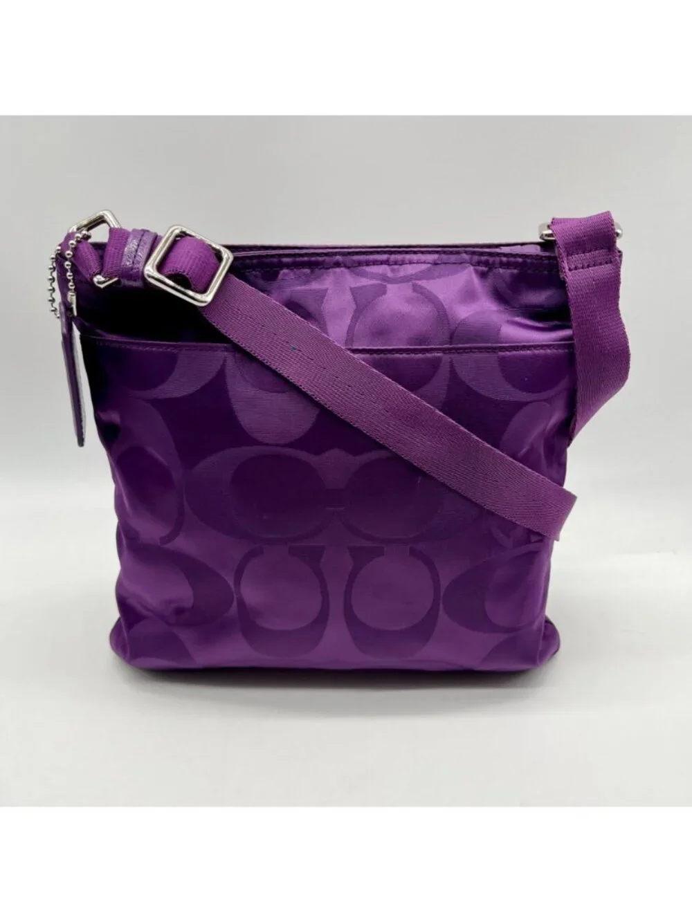 Coach Purple Monogram Print Nylon Crossbody